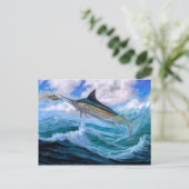 Low Flying Blue Marlin Postkarte (Stehend Vorderseite)