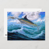 Low Flying Blue Marlin Postkarte (Vorne/Hinten)