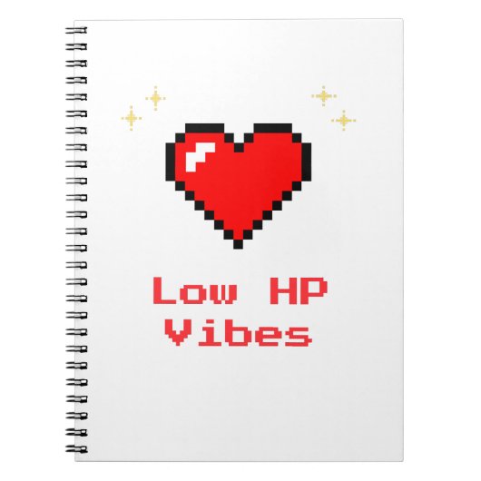 Low HP Vibes - Pixel Heart Gamer Notebook Notizblock (Vorderseite)