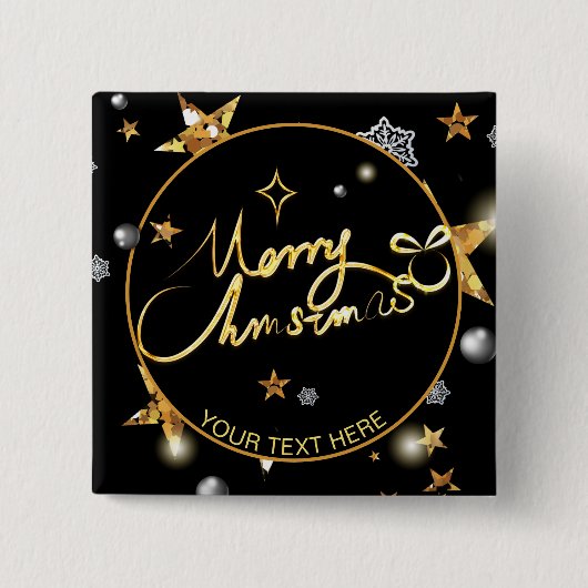 Low-Key Luxury Gold Black Stars Metallic Custom Button (Vorderseite)