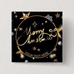 Low-Key Luxury Gold Black Stars Metallic Custom Button