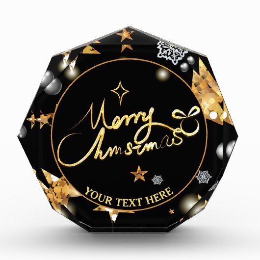 Low-Key Luxury Gold Black Stars Metallic Custom Fotoblock (Vorderseite)