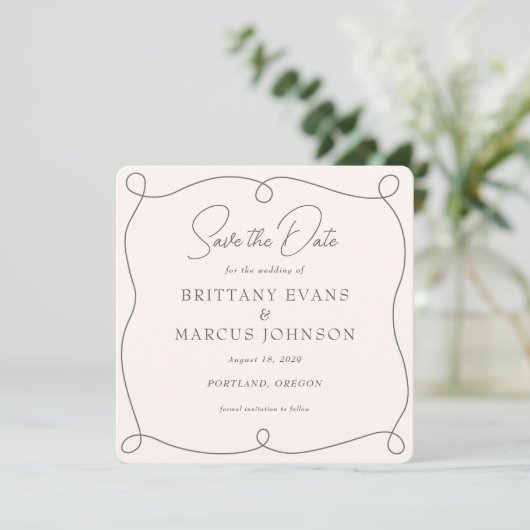 Low Key Save the Date Olive (Stehend Vorderseite)