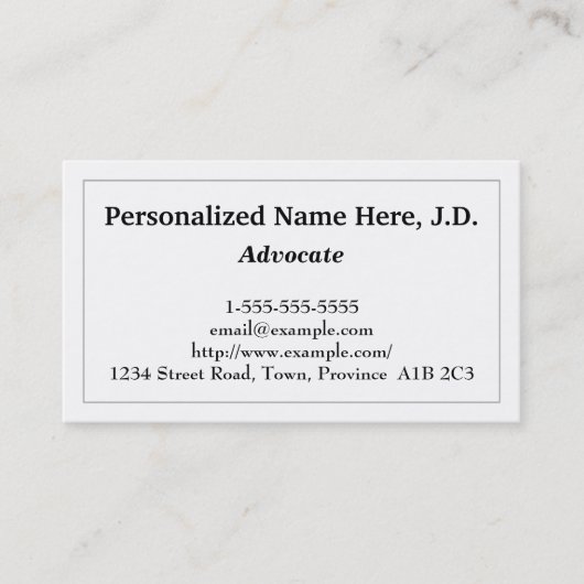 Low-Key- und Clean Advocate-Visitenkarte Visitenkarte (Vorderseite)