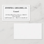 Low-Key- und herkömmliche Counsel-Visitenkarte Visitenkarte (Vorne/Hinten)