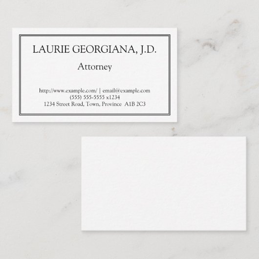 Low-Key und Schlichte Anwaltskarte Visitenkarte (Vorne/Hinten)
