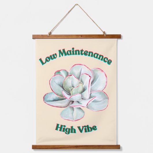 Low Maintenance High Vibe Wandteppich Mit Holzrahmen (Vorderseite)