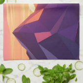 Low Poly Bergsonnenuntergang Geometrisch Geschirrtuch (Gefaltet)