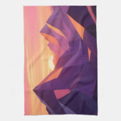 Low Poly Bergsonnenuntergang Geometrisch Geschirrtuch (Vertikal)
