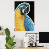 Low Poly Blue und Yellow Macaw Poster (Heimbüro)