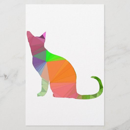 Low Poly Cat Silhouette Briefpapier (Vorderseite)