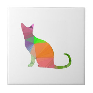 Low Poly Cat Silhouette Fliese