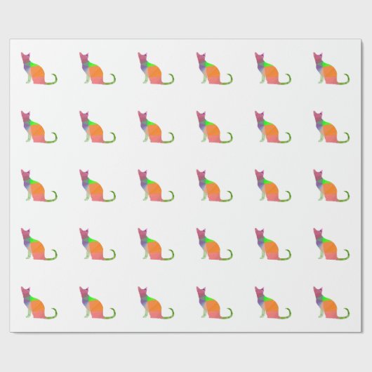 Low Poly Cat Silhouette Geschenkpapier (Flach)