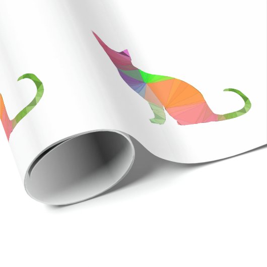 Low Poly Cat Silhouette Geschenkpapier (Rolleneckpunkt)