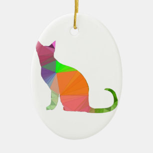 Low Poly Cat Silhouette Keramikornament