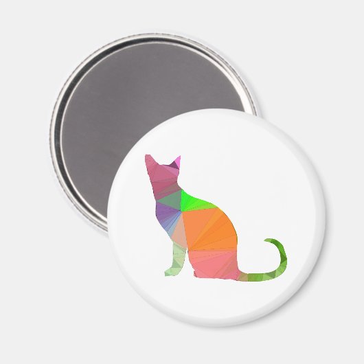 Low Poly Cat Silhouette Magnet (Vorderseite/Rückseite)