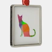 Low Poly Cat Silhouette Ornament Aus Metall (Rechts)