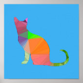 Low Poly Cat Silhouette Poster (Vorne)