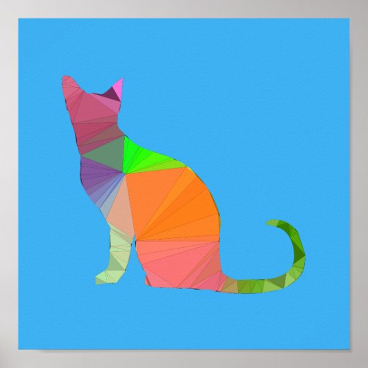 Low Poly Cat Silhouette Poster (Vorne)