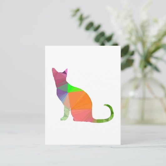 Low Poly Cat Silhouette Postkarte (Stehend Vorderseite)