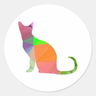 Low Poly Cat Silhouette Runder Aufkleber