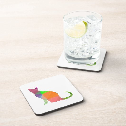 Low Poly Cat Silhouette Untersetzer (Rechte Seite)