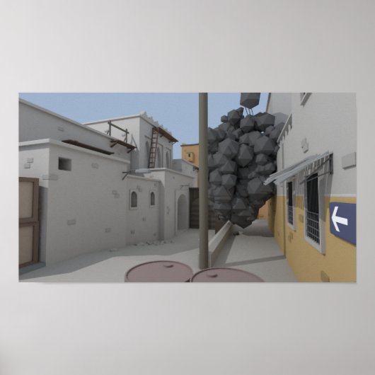 Low Poly CSGO Karte Staub 2 Rauch Poster (Vorne)