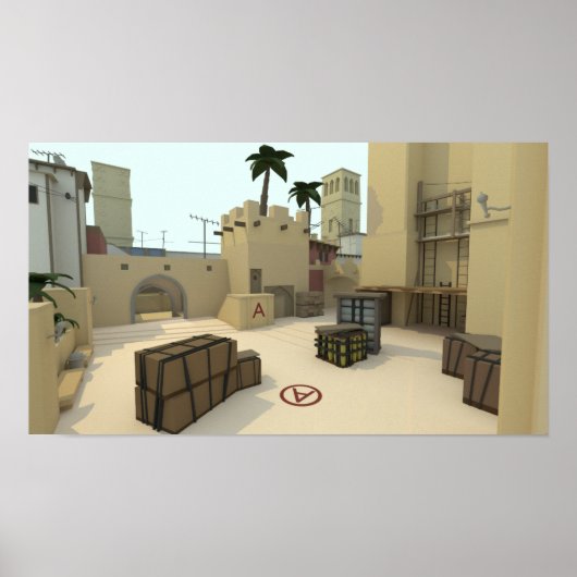 Low Poly CSGO Map Mirage Poster (Vorne)