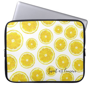 Low poly design lemon slice yellow laptop sleeve. laptopschutzhülle