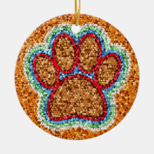 Low Poly Dog Paw Art Keramik Ornament