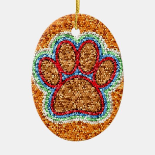 Low Poly Dog Paw Art Keramik Ornament (Vorne)