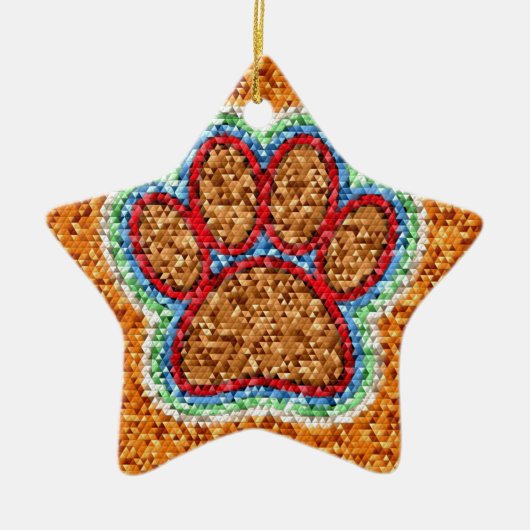 Low Poly Dog Paw Art Keramikornament (Vorne)