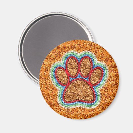 Low Poly Dog Paw Art Magnet (Vorderseite/Rückseite)