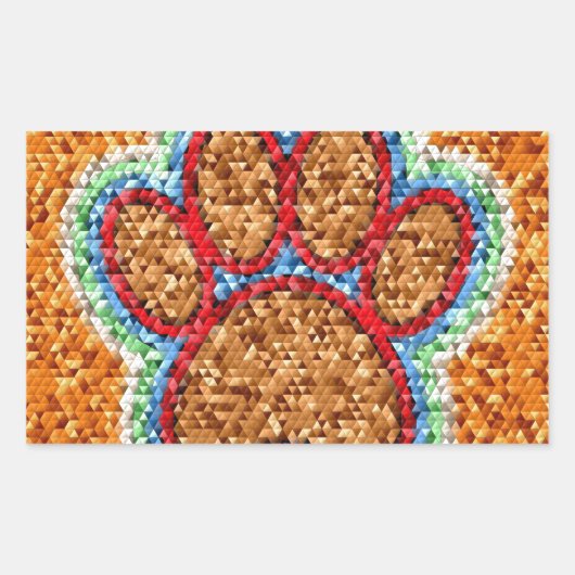 Low Poly Dog Paw Art Rechteckiger Aufkleber (Vorderseite)