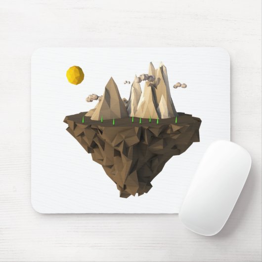 Low-Poly Floating Insel 3D rendern Mousepad (Mit Mouse)