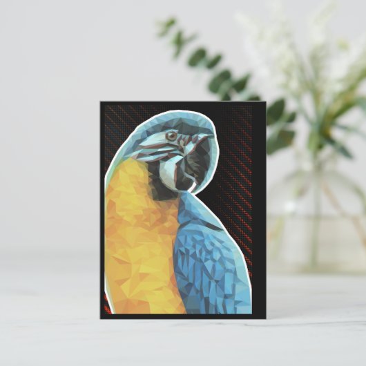 Low Poly Macaw Postkarte (Stehend Vorderseite)