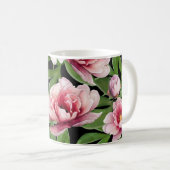 Low Poly Peonies Kaffeetasse (VorderseiteRechts)