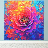 Low Poly Rose Bloom Abstract Art Leinwanddruck (Insitu (Holzboden))