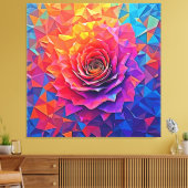 Low Poly Rose Bloom Abstract Art Leinwanddruck (Insitu (Wohnzimmer))