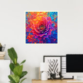 Low Poly Rose Bloom Abstract Art Poster (Heimbüro)