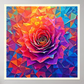 Low Poly Rose Bloom Abstract Art Poster (Vorne)