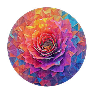 Low Poly Rosenblüte Abstrakte Kunst Schneidebrett