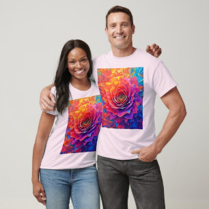 Low Poly Rosenblüte Abstrakte Kunst T-Shirt