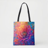 Low Poly Rosenblüte Abstrakte Kunst Tasche (Vorderseite)