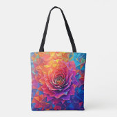 Low Poly Rosenblüte Abstrakte Kunst Tasche (Rückseite)