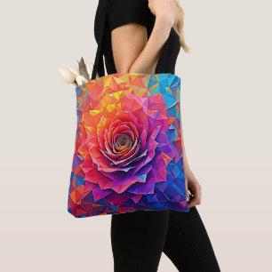 Low Poly Rosenblüte Abstrakte Kunst Tasche