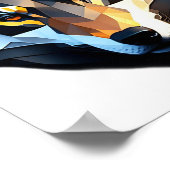 Low Poly Wolf Face Design Poster (Ecke)