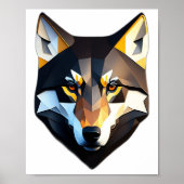 Low Poly Wolf Face Design Poster (Vorne)