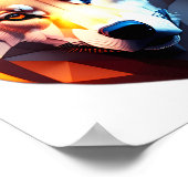 Low Poly Wolf Face Design Poster (Ecke)