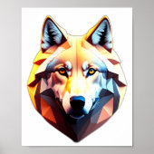 Low Poly Wolf Face Design Poster (Vorne)